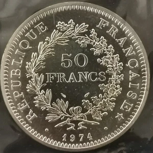 50 FRANCS HERCULES 1974 FDC SILBER 900‰ FRANKREICH / VERSIEGELT UND AUS DER SCHATULLE / EIN - Bild 1 von 2
