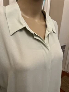 Neu mit Etikett Eileen Fisher MIST Seide Georgette Krepp klassischer Kragen Hemd Gr XL $ 278 - Bild 1 von 11