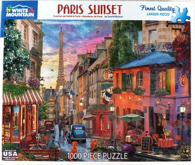 Rompecabezas Paris Sunset 1000 piezas 24"x30" con póster de White Mountain Foto 1 de 4