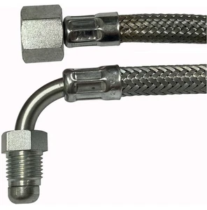 TUBO FLESSIBILE PER BRUCIATORI A GASOLIO 3/8”F conico x 1/4”M conico curvo (RICA - Foto 1 di 1