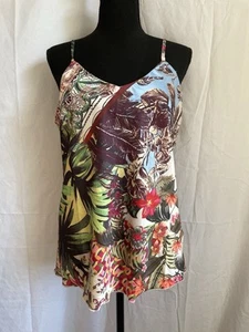 NWT Paparazzi Tropical Print Cami Women’s Medium Satin Smooth Summer Strappy - Picture 1 of 9