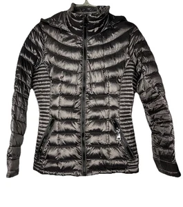 Calvin Klein Pack able Premium Down Puffer Jacket Coat Sz M Gray- Silver - Picture 1 of 14