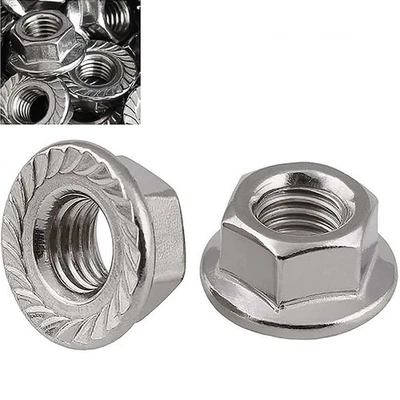 M5 M6 - M12 Flanschmuttern mit Linksgewinde Edelstahl V2A Bundmuttern Metrisch - Bild 1 von 4