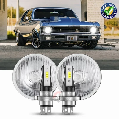 Dot Approved 7" inch Round Led Headlight High-Low Beam for Chevy II/Nova 1969-79 - Image 1 of 4