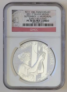 2011 P SEPTEMBER 11 NATIONAL MEDAL NGC PF70 SILVER COIN ULTRA CAMEO ER - Picture 1 of 2