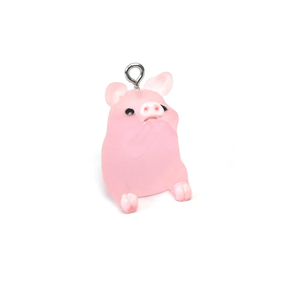 Lindo dije de cerdo acrílico rosa 3D, 17x25 mm - vendedor de EE. UU. Foto 1 de 3