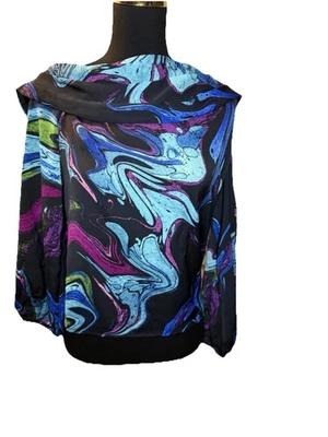 Stunning INC Women's Multicolor Cold Shoulder Long Sleeved Blouse, M, NWT - Image 1 of 4