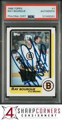 1986 TOPPS #1 RAY BOURQUE HOF PSA AUTHENTIC DNA AUTO - Image 1 of 3