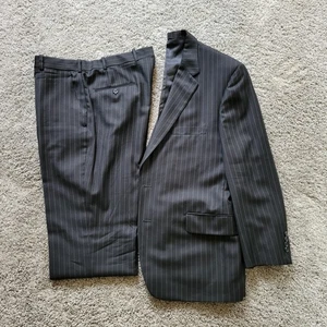 Traje Tom James Holland Sherry para hombre 42 R 36x29 negro a rayas lana ejecutivo - Imagen 1 de 15