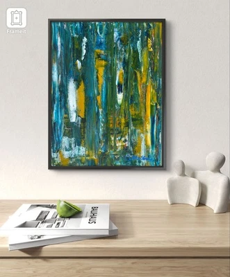 Original "Eye of the Forest" 11x14 Canvas Expressionism Abstract Design Home Art - Image 1 of 4