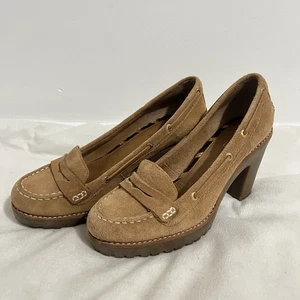 Sperry Absatz Halbschuh Größe 8 M hellbraun Wildleder Pump Academia Blockabsatz adretter Schuh - Bild 1 von 10