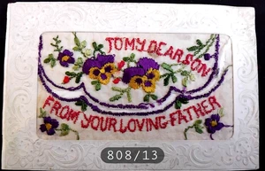 N° 808/13 -Cpa postale  brodée  enveloppe From Your Loving Father-  Ecrite - Foto 1 di 2