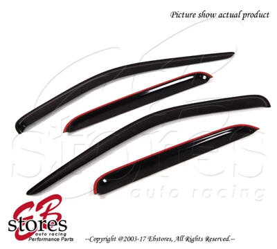 Smoke Tinted Out-Channel Visor Deflector 4pc For 2005-2011 Dodge Dakota Quad Cab Foto 1 de 4