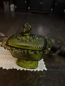 Old Country vintage Indian Glass lace edged candy dish - Picture 1 of 5