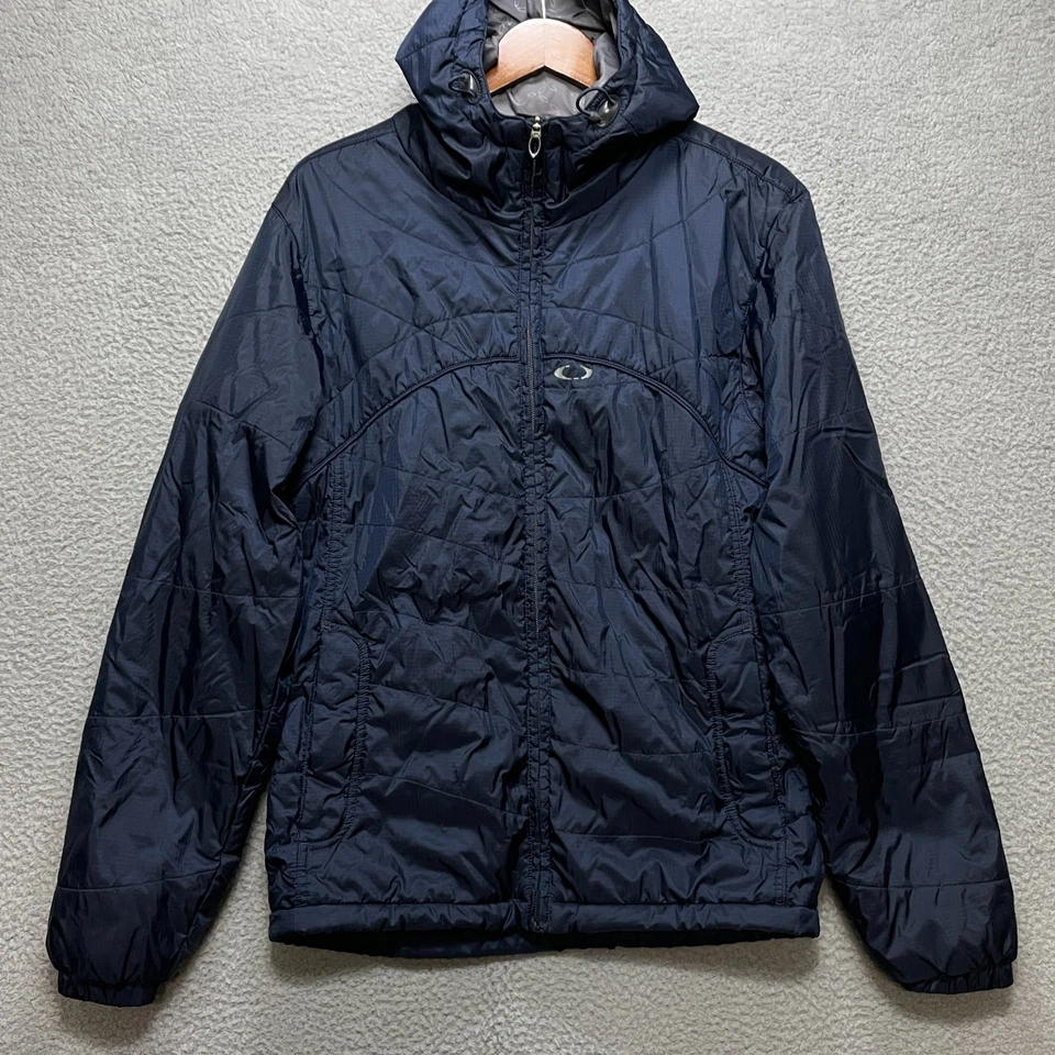 OAKLEY Mens S Hooded Puffer Jacket Navy Nylon Insulated Zip Front 40" Chest - Image 1 of 4