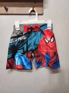 Marvel Spider-Man XS Swimwear Trunks Red Blue Swim Beach C375 - Picture 1 of 3
