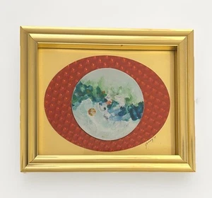 Vtg 1970s Mixed media Framed Signed Art Abstract Celestial Glam Brass Original - Picture 1 of 24