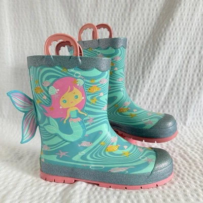 Western Chief Girl's Rain Boots Pull on Handles Mermaid Size 4y Kids Shoes NWT - Изображение 1 из 4