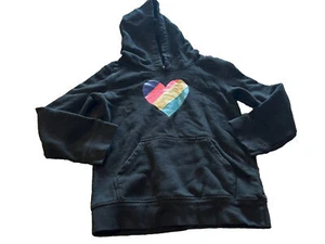 Cat And Jack Girls Pullover Hoodie Size Small 6/6x Black Heart Pocket Cozy - Picture 1 of 4