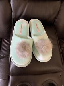 Victoria Secret  Slippers Me BRIDAL LARGE 9/10 Turquoise GREEN WORN ONCE