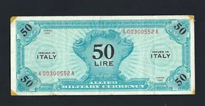 ALLIED MILITARY CURRENCY OCCUPAZIONE ALLEATA 50 LIRE SERIE 1943 ITALIANO - Foto 1 di 2