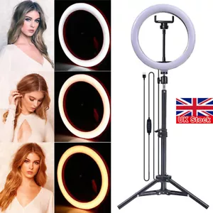 10inch LED Selfie Live Makeup Ring Light with 1.6Meter Tripod Stand Phone Holder - Picture 1 of 17
