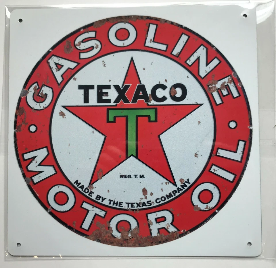 Letrero de pared de metal estilo vintage - Texaco gasolina motor aceite 8x8 pulgadas [TexGas] Foto 1 de 1