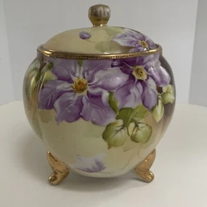 Pezón Vintage Pintado a Mano Con Diseño Floral Púrpura - Precioso - Imagen 1 de 16