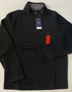 IZOD Mens 1/4 Quarter Zip Pullover MEDIUM Fleece BLACK Sweater Stretch Touch Sof - Picture 1 of 8