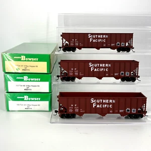 HO Bowser Southern Pacific SP 100 Ton 3 Bay Hoppers with Metal Wheels & KDs x3 - Picture 1 of 15