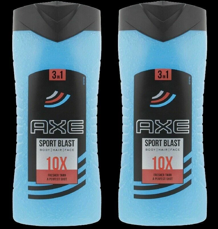 2 New AXE SPORT BLAST, 3 in 1 Body, Hair, Face Wash, 10X Fresher, 13.5 oz, Rare - Image 1 of 1