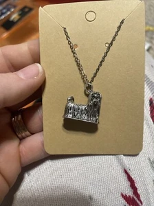 New! Silver Tone Necklace With Yorkshire Terrier 3D Charm Yorkie - Picture 1 of 3