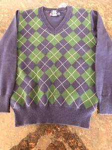 NWT Boys CHAPS Argyle Plaid Blue Green Sweater size 7 Reg $40 - Picture 1 of 6