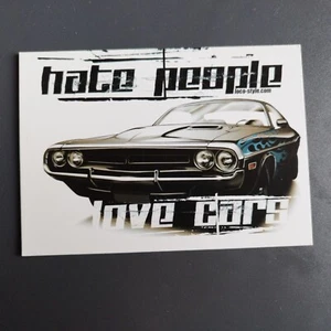 Postcard made in Germany. DODGE . Hate People Love Cars - Picture 1 of 2