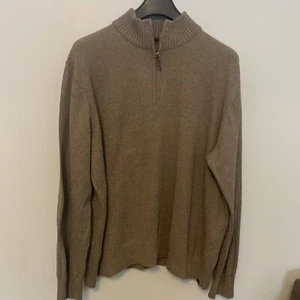 Eddie Bauer Sweater Size 2XL Brown Half Zip Pullover Long Sleeve Cotton Cashmere - Picture 1 of 6