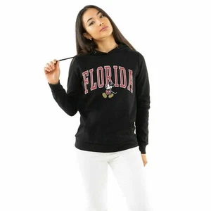 Official Disney Ladies Mickey Varsity Pullover Hoodie Black S - XL - Picture 1 of 6