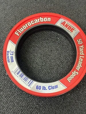 Ande Fishing Line FCW50-60 Clear Fluorocarbon Monofilament Leader 50 Yards 60 lb - Image 1 of 3