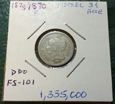 1870/1870 3 Cent Nickel DDO FS-101 - Higher Grade - Full Liberty - Image 1 of 4