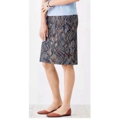 NOVO J Jill Breeze Paisley Ponte Malha Pull-on Saia Lápis Elástica Abstrata 3X - Imagem 1 de 4