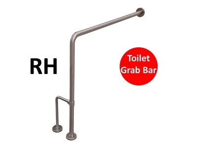 Toilet Grab Bar Right Hand with Support Leg Stainless Steel bathroom disabled - image 1 of 4
