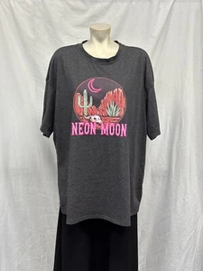 Womens 2XL Gray Oversized Short Sleeve Cowboy Desert Neon Moon Graphic T Shirt - Picture 1 of 9