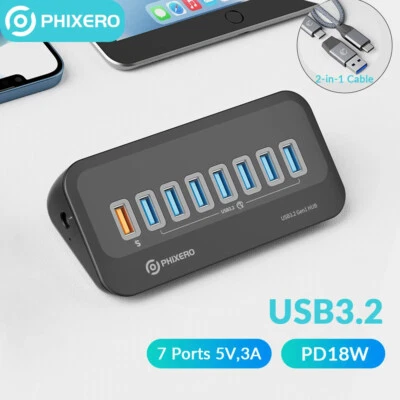 4/7 Ports USB 3.2 Hub USB C Docking Station Type C Splitter Adapter 5/10 Gbps US - Image 1 of 4