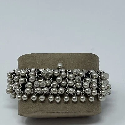 Pulsera J CREW Perla Renacimiento Plata Antigua Cha Cha Elastizada Cuentas Cuelga Foto 1 de 4