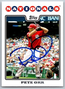 2008 Topps Updates & Highlights #UH72 Pete Orr SIGNED   Washington Nationals