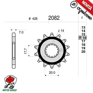 Piñón Paso 428 OGNIBENE 16 Dientes Para DERBI GPR 125 2004 - 2008 - Imagen 1 de 1