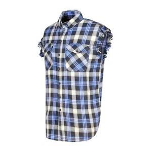 Men's  Plaid Flannel Casual Shirt– 100% Cotton Lightweight  Sleeveless Shirt - Picture 1 of 31