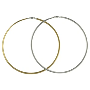 Collar Omega Reversible Dos Tonos Plata de Ley 4mm Italiano Sólido .925 - Imagen 1 de 3