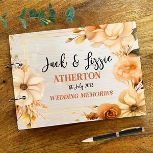 Holz Herbst Creme Blumen Fotoalbum Hochzeitstag Erinnerungen Andenken Buch - Bild 1 von 2