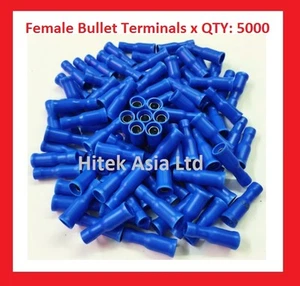 Female Bullet Crimp Terminals, Blue, 16-14 A.W.G , 5000PCS - Picture 1 of 1