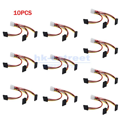 4 Pin IDE Molex zu 3 Serial ATA SATA Power Splitter Verlängerungskabel Stecker 10X - Bild 1 von 4